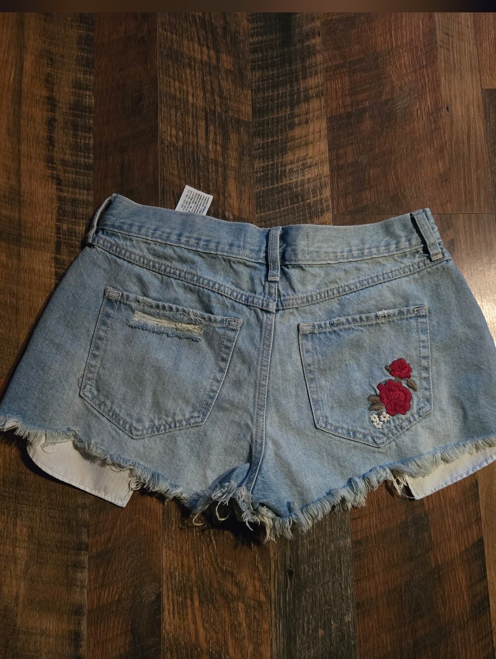 Hollister Vintage Shorts High Rise Embroidered Rose Pockets Sz 9